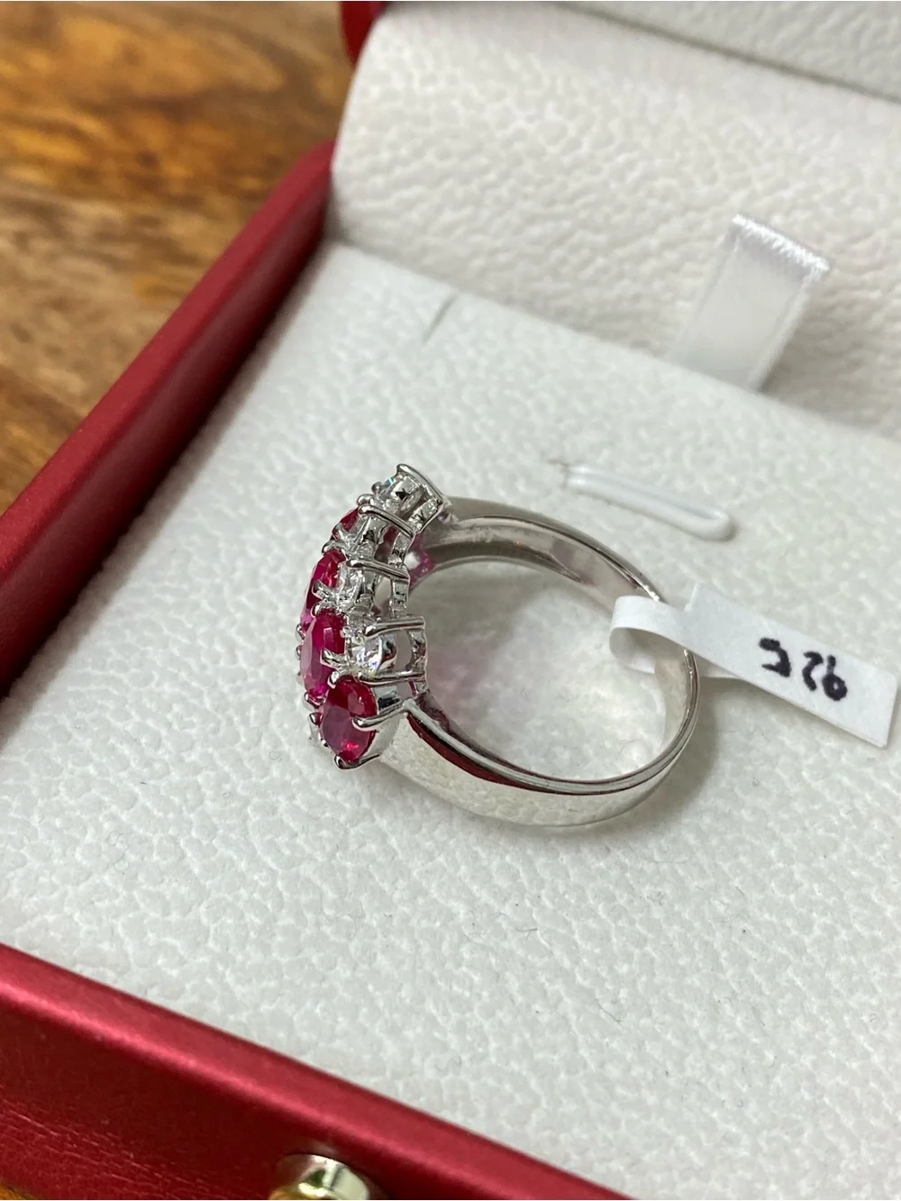 925 Sterling Silver Red And White CZ Ring